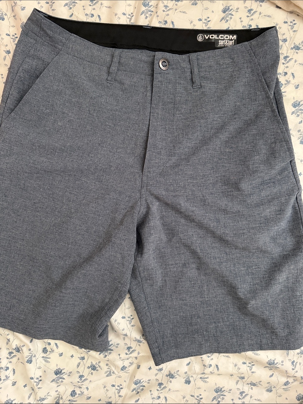 Volcom Men's Slate Blue Flat Front Hybrid Shorts